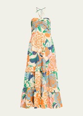 Figue June Floral Halter Tiered Maxi Dress