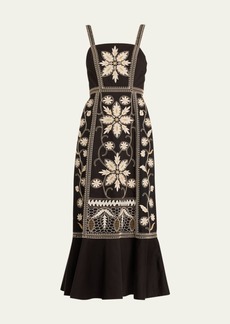 Figue Miriana Floral Embroidered Midi Dress