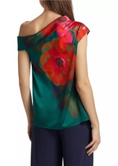 Figue Gilda Floral Satin One-Shoulder Blouse