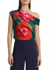 Figue Gilda Floral Satin One-Shoulder Blouse