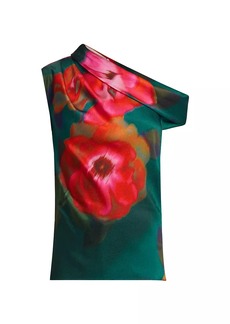 Figue Gilda Floral Satin One-Shoulder Blouse