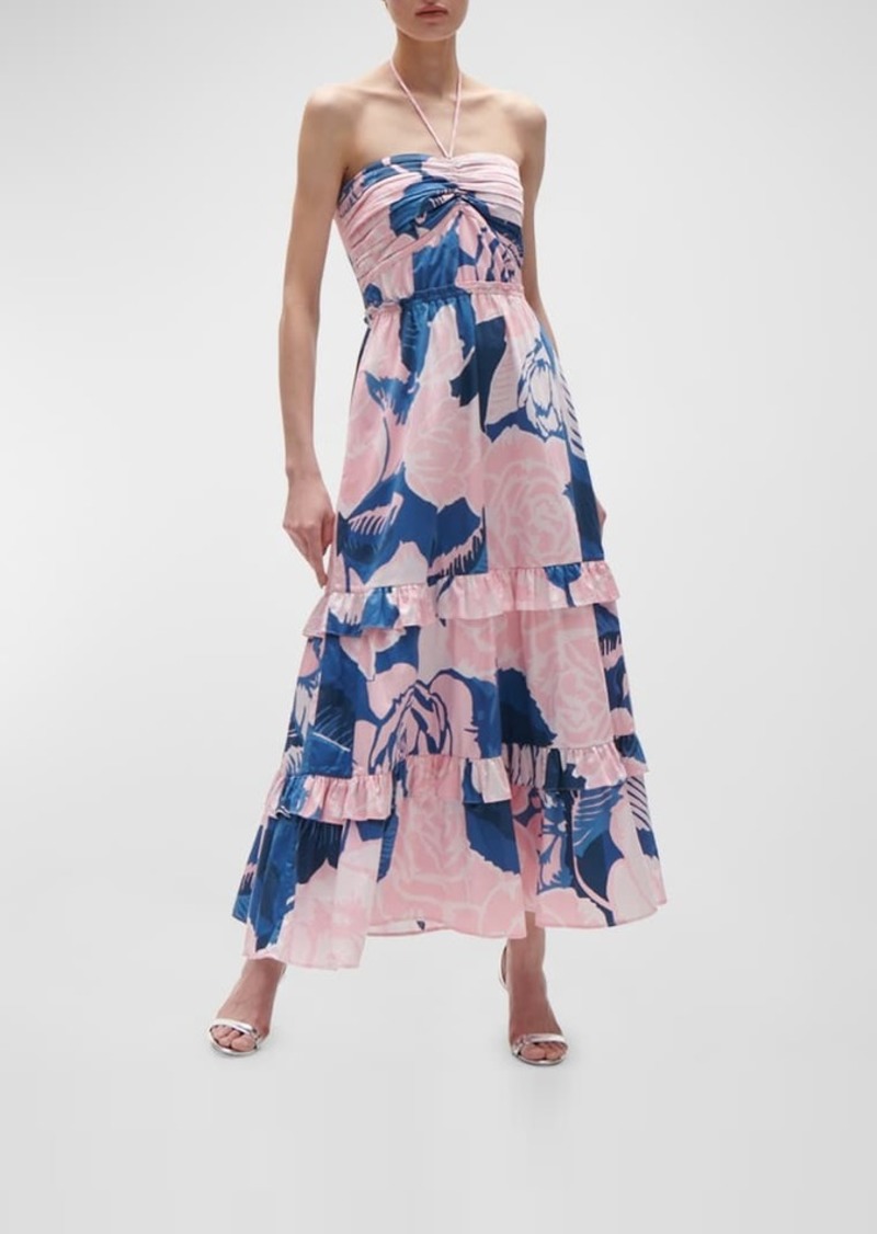 Figue June Floral-Print Ruffle Halter Maxi Dress