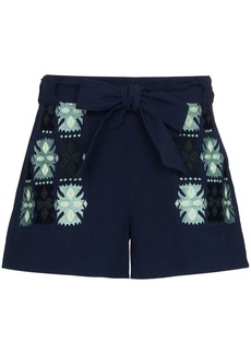 Figue Leah embroidered tie-waist shorts