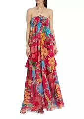 Figue Lula Floral Silk Halter Maxi Dress