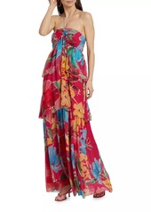 Figue Lula Floral Silk Halter Maxi Dress