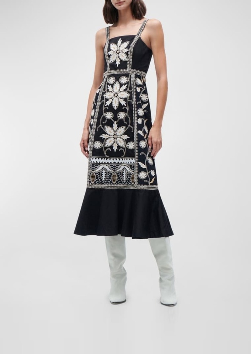 Figue Miriana Floral Embroidered Midi Dress