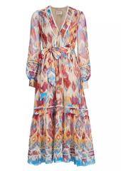 Figue Sierra Watercolor Silk Maxi Dress