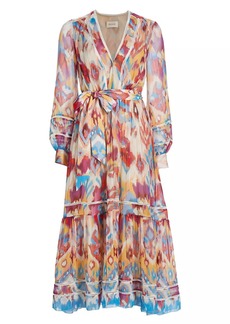 Figue Sierra Watercolor Silk Maxi Dress
