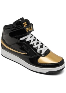 Fila Men's A-High Patent Leather High Top Casual Sneakers from Finish Line - Black, Gold