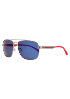 Fila Rectangular Sunglasses SF8493 581P Silver/Red Polarized 60mm 8493