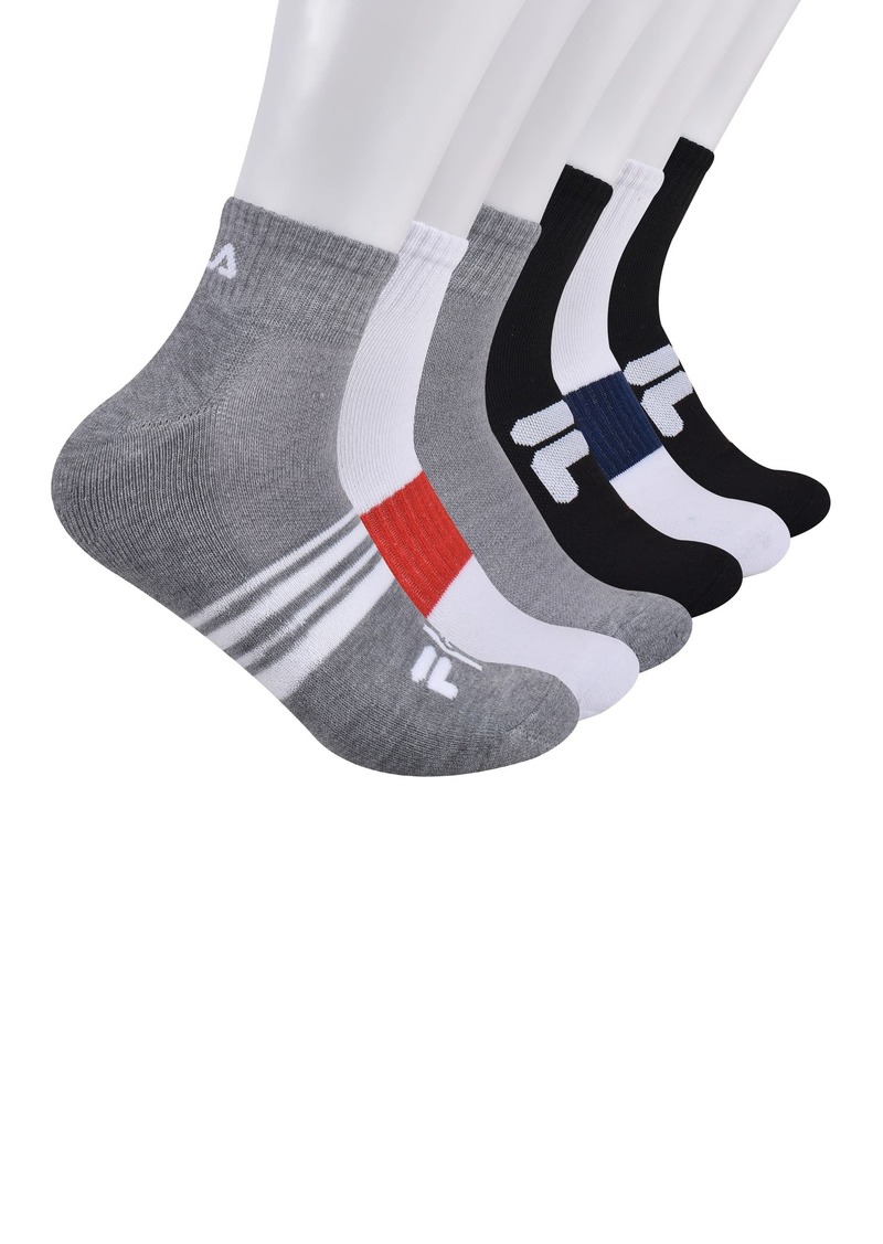 FILA Men's Striped Half Cushion Quarter Socks