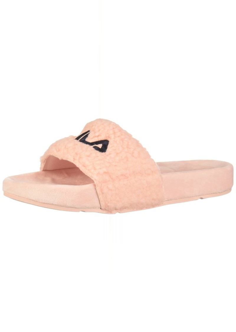 Fila Women's Fuzzy Slide Sandal Primrose Pink Navy Red