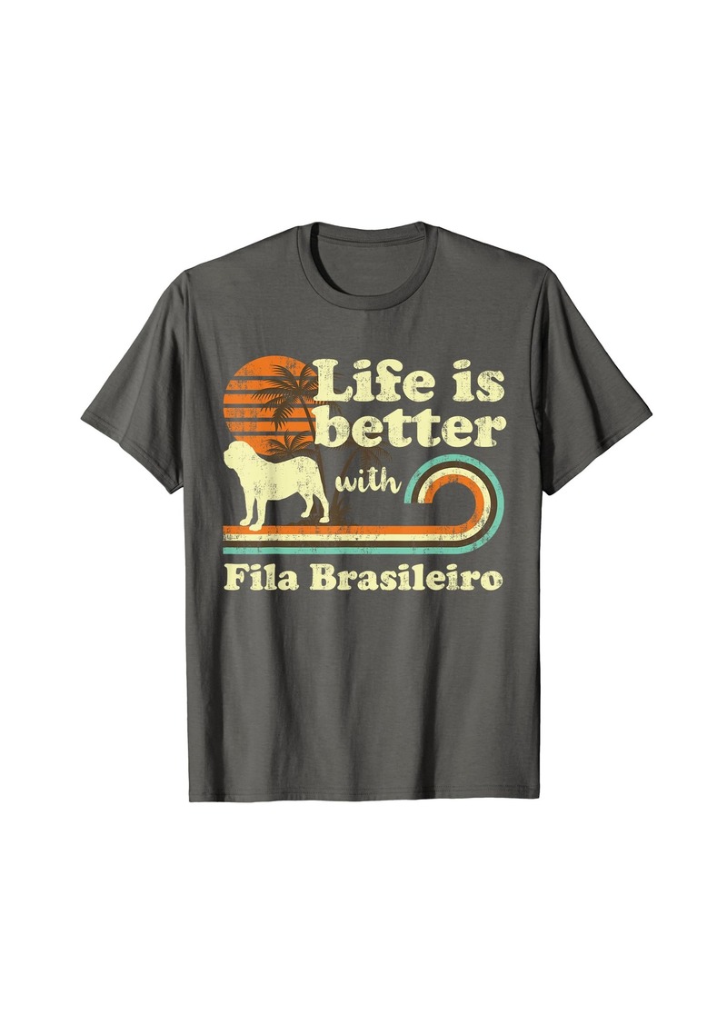 Life Better Fila Brasileiro Vintage Dog Mom Dad T-Shirt