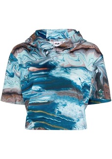 Fila ocean-print short-sleeve hoodie