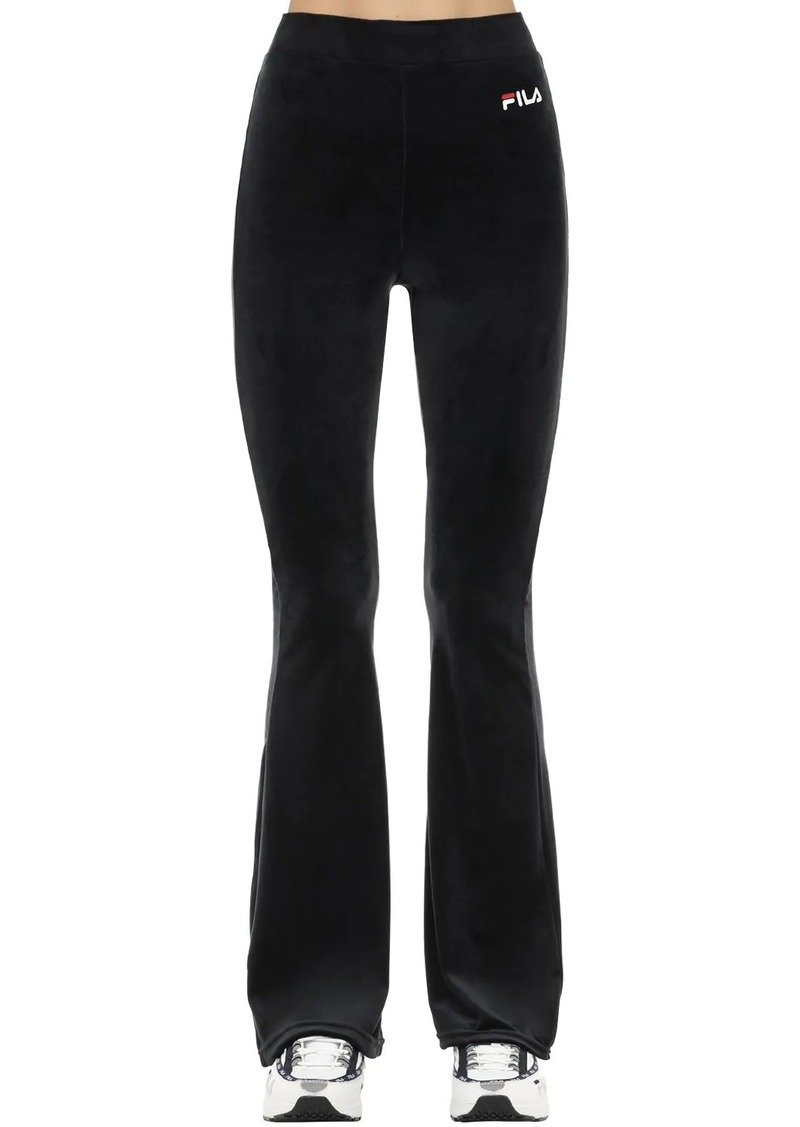 fila tonia velour flare track pants