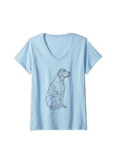 Womens Fila Brasilleiro Dog Line Art Minimalist Mom Dad V-Neck T-Shirt