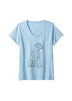 Womens Fila Brasilleiro Dog Line Art Minimalist Mom Dad V-Neck T-Shirt