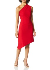 findersKEEPERS Women's Goodbye One Shoulder Asymmetric Crepe Sheath Cocktail Dress red M