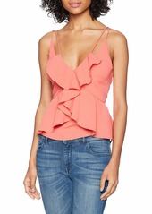 findersKEEPERS Women's Kindred Double Strap Sleeveless Ruffle Front CAMI TOP  XL