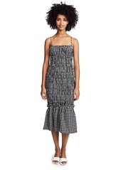 findersKEEPERS Women's Merci Checkered Sleeveless Shirred Midi Dress  M