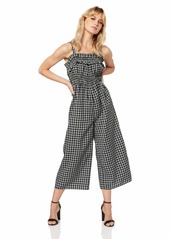 findersKEEPERS Women's Merci Checkered Sleeveless Shirred Waist Wide Leg Jumpsuit  XL