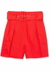 findersKEEPERS Women's Tutti Frutti Belted High Waisted Shorts RED S