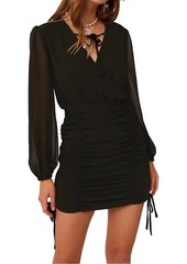 findersKEEPERS Pia Long Sleeve Mini Dress in Black