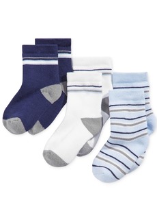 First Impressions Baby Boys Striped Crew Socks, Pack of 3, Created for Macy's - Blue Multi