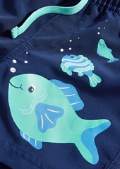 First Impressions Baby Boys Fish Rashguard, Swim Shorts and Hat, 3 Piece Set, Created for Macy's - Navy Sea