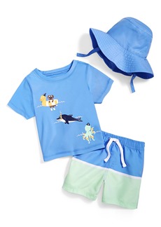 First Impressions Baby Boys Floatie Friends Swim Shirt, Shorts and Hat, 3 Piece Set, Created for Macy's - Iris Mist