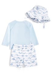 First Impressions Baby Boys Whales Rashguard, Swim Shorts and Hat, 3 Piece Set, Created for Macy's - Bright White