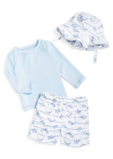 First Impressions Baby Boys Whales Rashguard, Swim Shorts and Hat, 3 Piece Set, Created for Macy's - Bright White