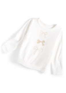 First Impressions Baby Girls Bow Velour Top, Created for Macy's - Angel White