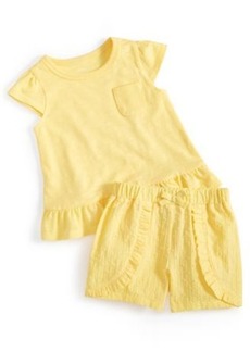 First Impressions Baby Girls Cap Sleeve T Shirt Swiss Dot Woven Ruffled Shorts Created For Macys