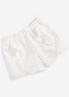 First Impressions Baby Girls Eyelet Ruffle Cotton Shorts, Created for Macy's - Angel White