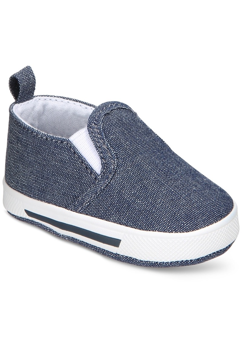 First Impressions Baby Boys or Baby Girls Slip On Soft Sole Sneakers, Created for Macy's - Blue Chambray