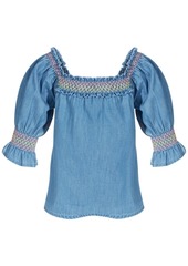First Impressions Baby Girls Smocked Denim Cotton Top, Created for Macy's