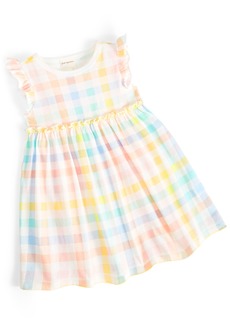 First Impressions Baby Girls Vacation Plaid Knit Dress, Created for Macy's - Angel White