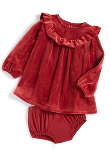 First Impressions Baby Girls Velour Ruffled Dress, Created for Macy's - Scarlet Crush