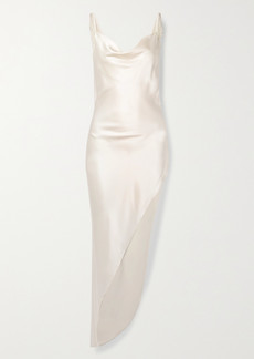 Fleur Du Mal Asymmetric Faux Pearl-embellished Silk-satin Dress
