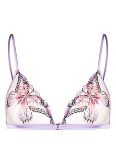 Fleur Du Mal butterfly embroidery triangle bra