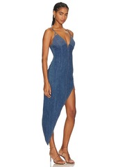 fleur du mal Asymmetrical Denim High Leg Dress