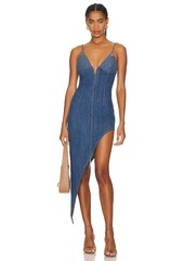 fleur du mal Asymmetrical Denim High Leg Dress