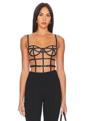 fleur du mal Faux Leather Caged Bodysuit