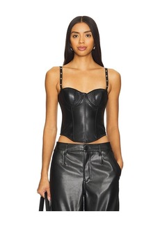 fleur du mal Faux Leather Grommet Bustier Top