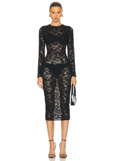 fleur du mal Le Stretch Multifit Lace Long Sleeve Dress