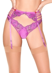 Fleur du Mal Rose Embroidery High Leg G-String