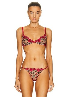 fleur du mal Roses and Thorns Embroidery Demi Bra