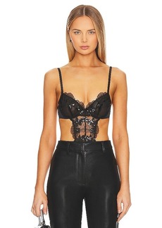 fleur du mal Sequin Violet Embroidery Bodysuit