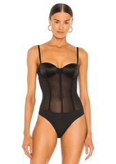 fleur du mal Silk and Mesh Bodysuit